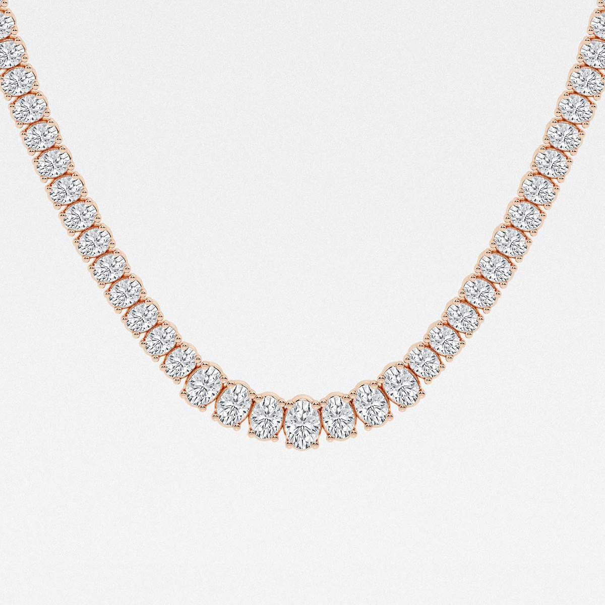 Additional Image 1 for  22 ctw Oval Lab Grown Diamond Graduated Tennis Necklace